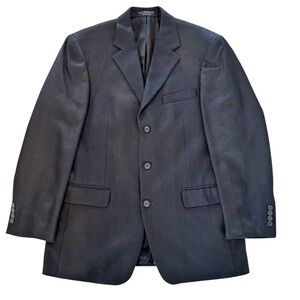 Chereskin Mens 40R Sports Coat Black 2-Button 100% Silk Blazer Jacket